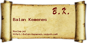Balan Kemenes névjegykártya